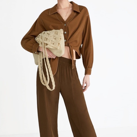 Zara Ecru Woven Bucket Bag - Picture 6 of 6